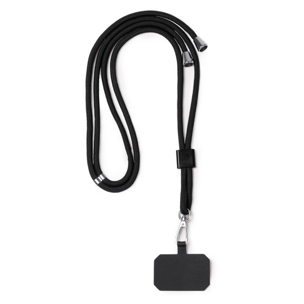 Lanyard portamóvil SUKI de poliéster reciclado y poliéster