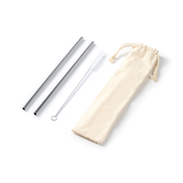 Set de 2 pajitas MALOW de algodón y acero inoxidable
