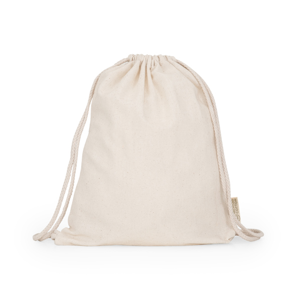 [MO1753] Mochila de cuerdas combinada 70% algodón reciclado y 30% poliéster reciclado de 140g/m² en color natural MARIN de algodón y poliéster reciclado 140 g/m²