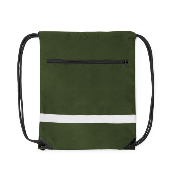 Mochila de cuerdas ajustables LUCIO de poliéster reciclado y PU leather 300D (VERDE OSCURO)