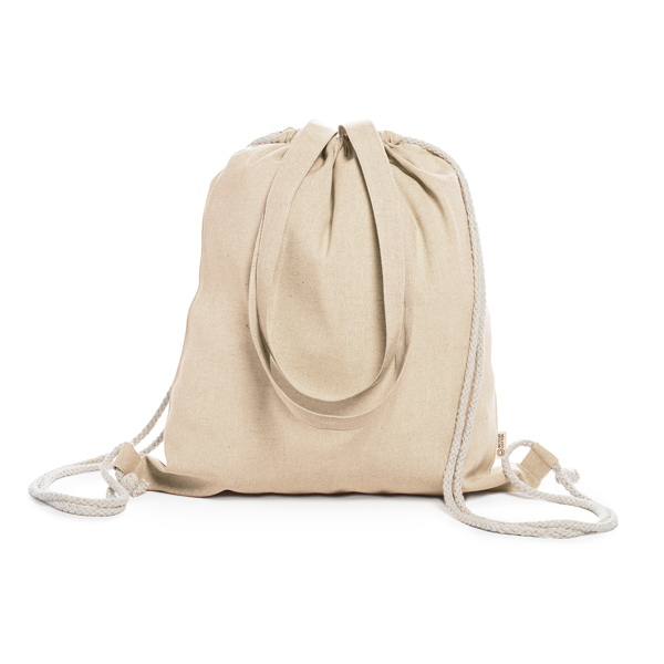 Bolsa mochila de cordones en algodón reciclado de 140 g/m² en acabado jaspeado VARESE de algodón 140 g/m²