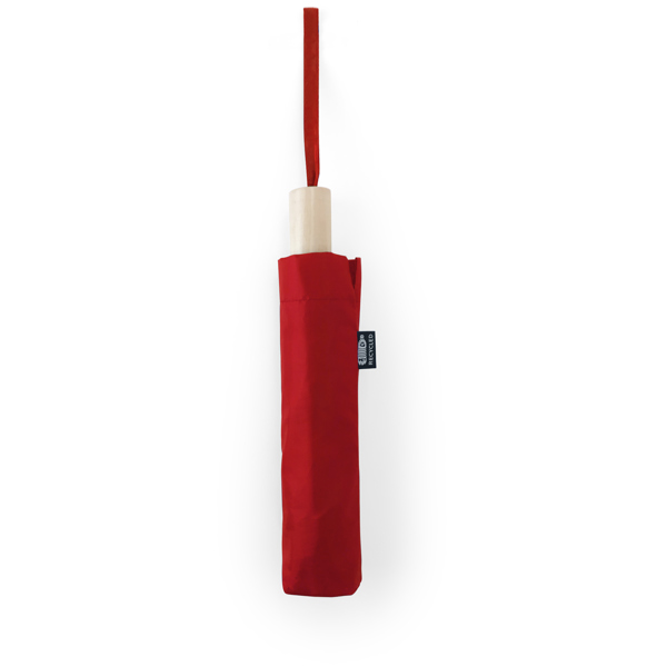 Paraguas plegable de RPET KHASI de poliéster reciclado y madera