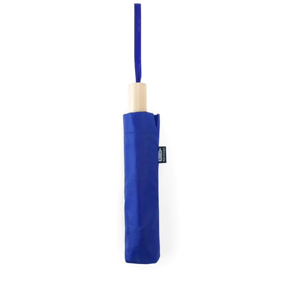 Paraguas plegable de RPET KHASI de poliéster reciclado y madera