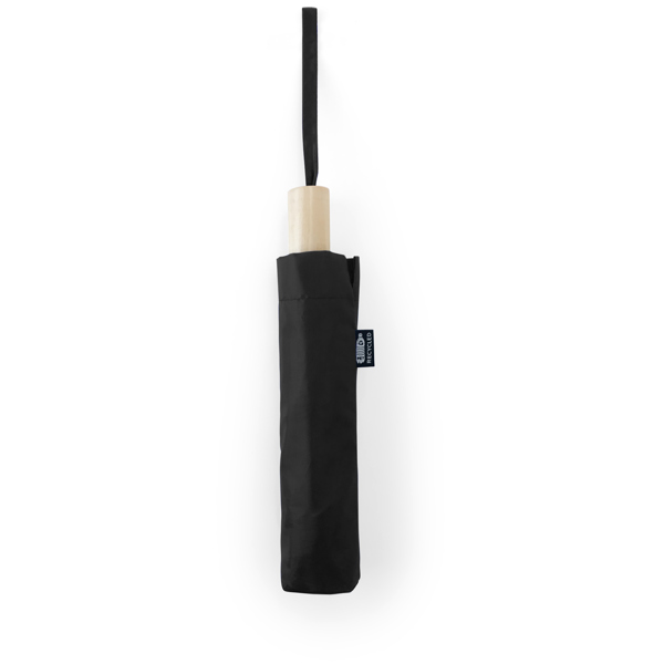 Paraguas plegable de RPET KHASI de poliéster reciclado y madera