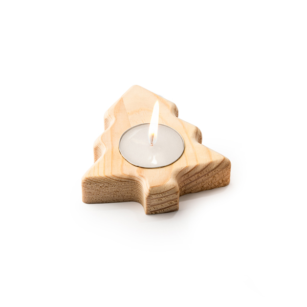 Vela en soporte MAKA de madera (ARBOL)