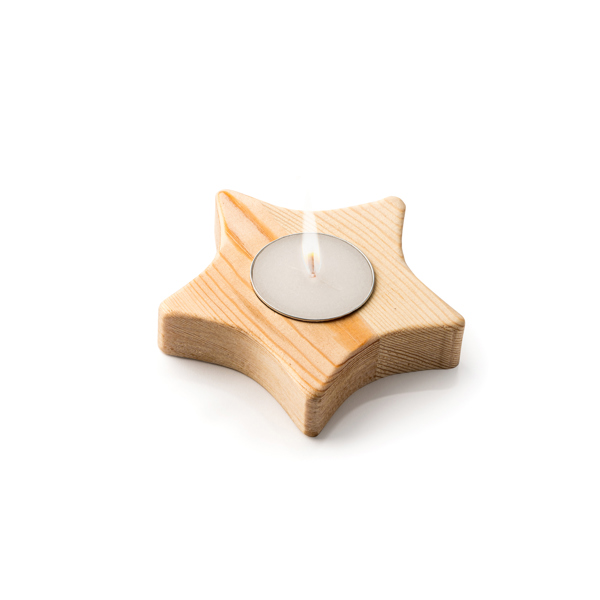 Vela en soporte MAKA de madera