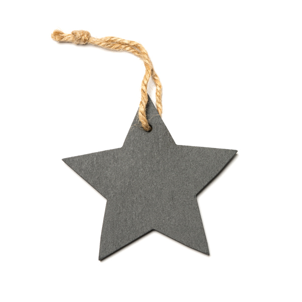 Adorno navideño de pizarra disponible en dos diseños: árbol y estrella RUDOLF