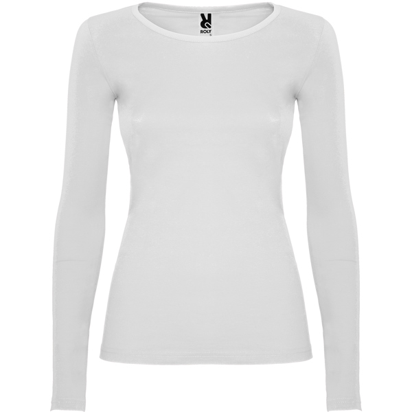 Camiseta de manga larga entallada en cintura EXTREME WOMAN cuello redondo (BLANCO)