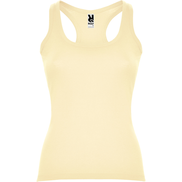 Camiseta de tirantes en punto de canalé entallada en cintura CAROLINA