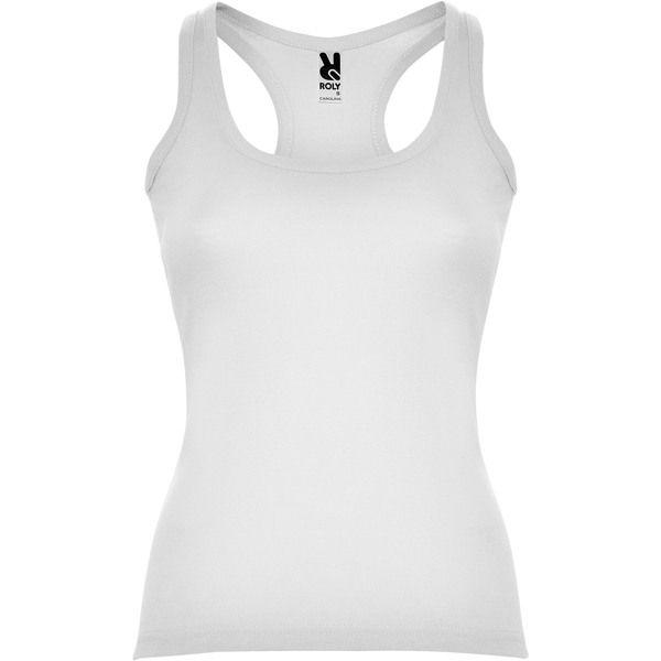 Camiseta de tirantes en punto de canalé entallada en cintura CAROLINA