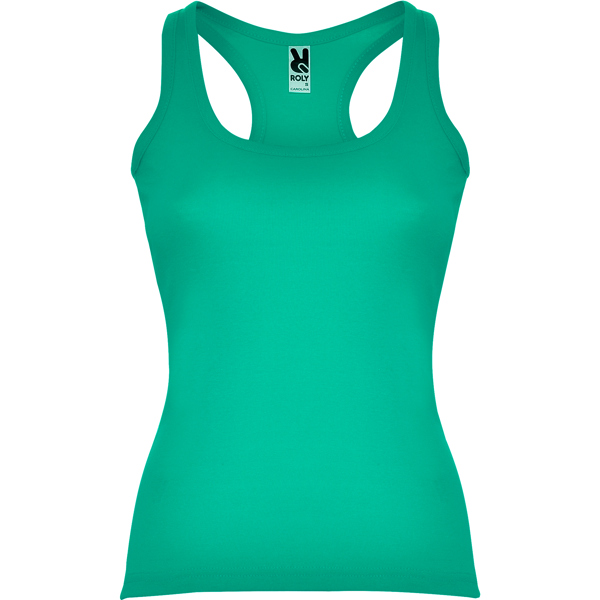 Camiseta de tirantes en punto de canalé entallada en cintura CAROLINA