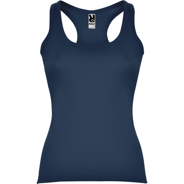 Camiseta de tirantes en punto de canalé entallada en cintura CAROLINA