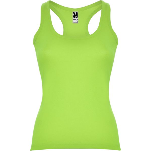 Camiseta de tirantes en punto de canalé entallada en cintura CAROLINA