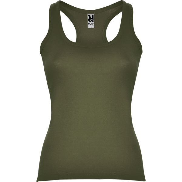 Camiseta de tirantes en punto de canalé entallada en cintura CAROLINA