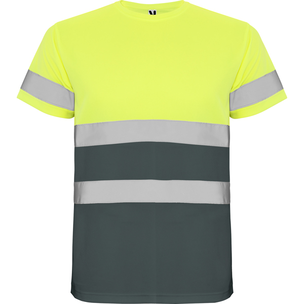 Camiseta manga corta alta visibilidad Tejido técnico transpirable DELTA