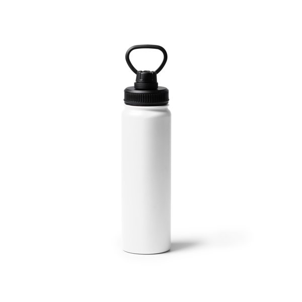 Bidón deportivo POLIT de acero inoxidable y acero doble pared (BLANCO)