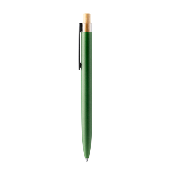 Exclusivo bolígrafo TANSA de aluminio y bambú tinta azul (VERDE OSCURO)