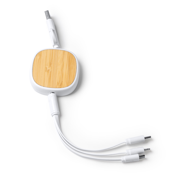 Cable cargador extensible 5 en 1 LENS de bambú