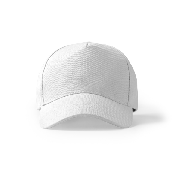 Gorra 100% algodón de 5 paneles FRED de algodón (BLANCO)
